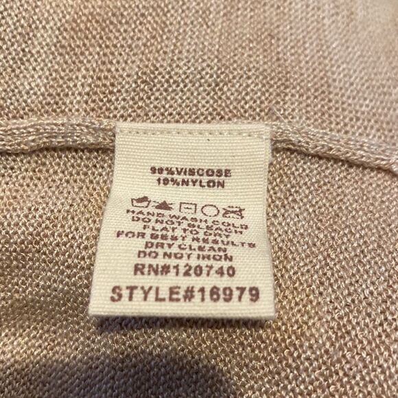 Mystree Large Knit Cardigan Open Front Shawl Wrap Pockets Natural Beige - Picture 6 of 6